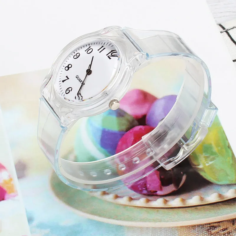 Sidiou Group New Fashion Female Male Wristwatches Couple Kids Watches Transparent Candy Color Plastic Band Casual Quartz Watch