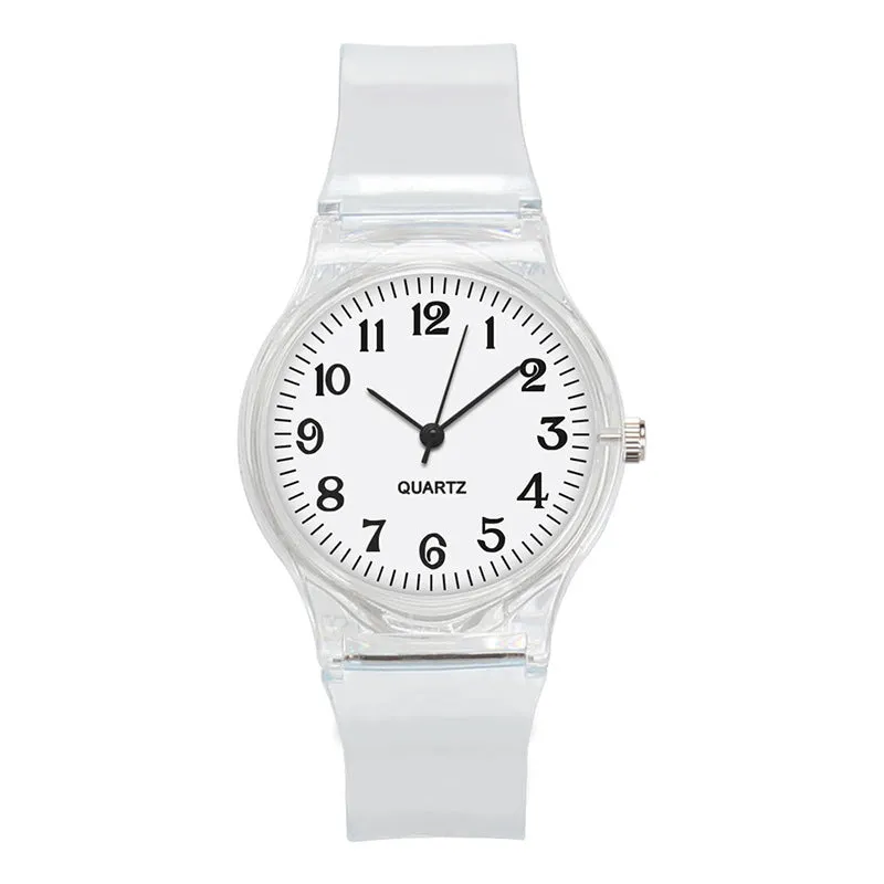 Sidiou Group New Fashion Female Male Wristwatches Couple Kids Watches Transparent Candy Color Plastic Band Casual Quartz Watch