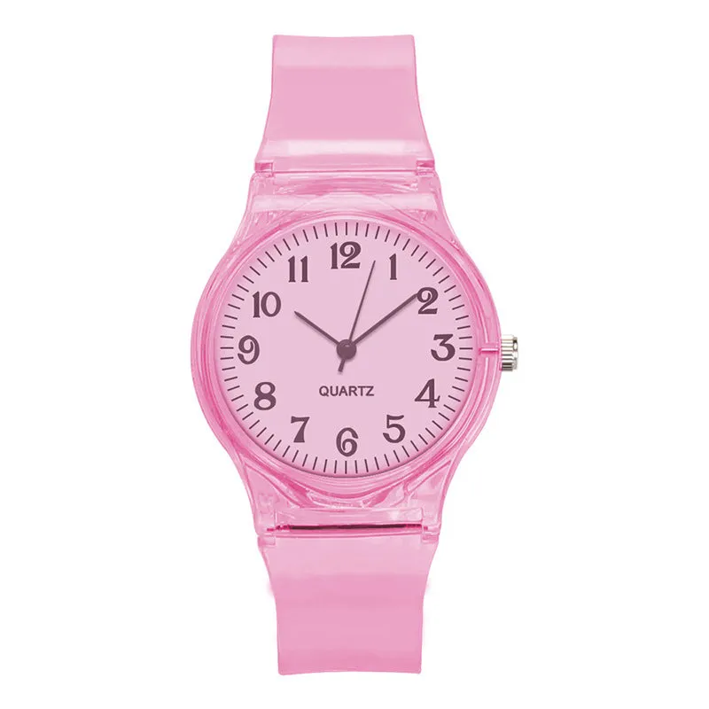 Sidiou Group New Fashion Female Male Wristwatches Couple Kids Watches Transparent Candy Color Plastic Band Casual Quartz Watch