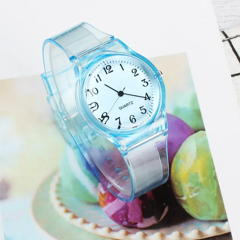 Sidiou Group New Fashion Female Male Wristwatches Couple Kids Watches Transparent Candy Color Plastic Band Casual Quartz Watch