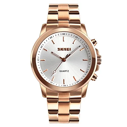 SKMEI Stainless Steel 30m Waterproof Analog Rose Gold Smartwatch
