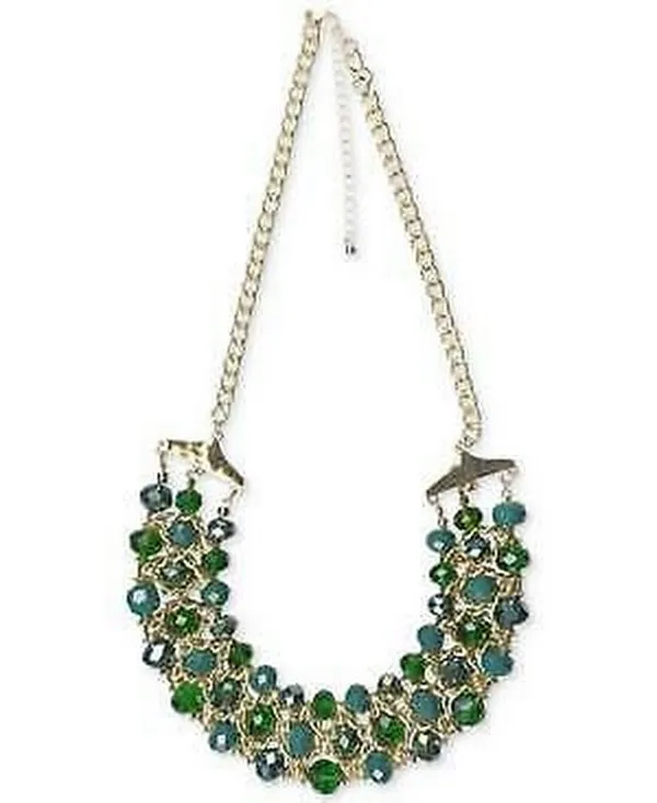 Style & Co Gold-Tone Beaded Triple-Row Statement Necklace, 20   3 Extender