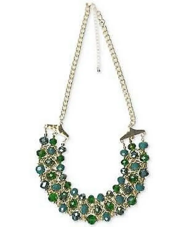 Style & Co Gold-Tone Beaded Triple-Row Statement Necklace, 20   3 Extender
