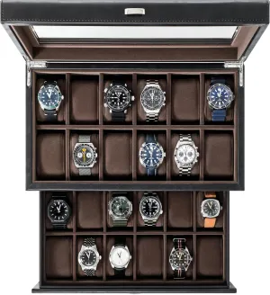 TAWBURY 24 Watch Box Organizer for Men  Luxury Watch Box for Large Watches | Watch Case 24 Slot