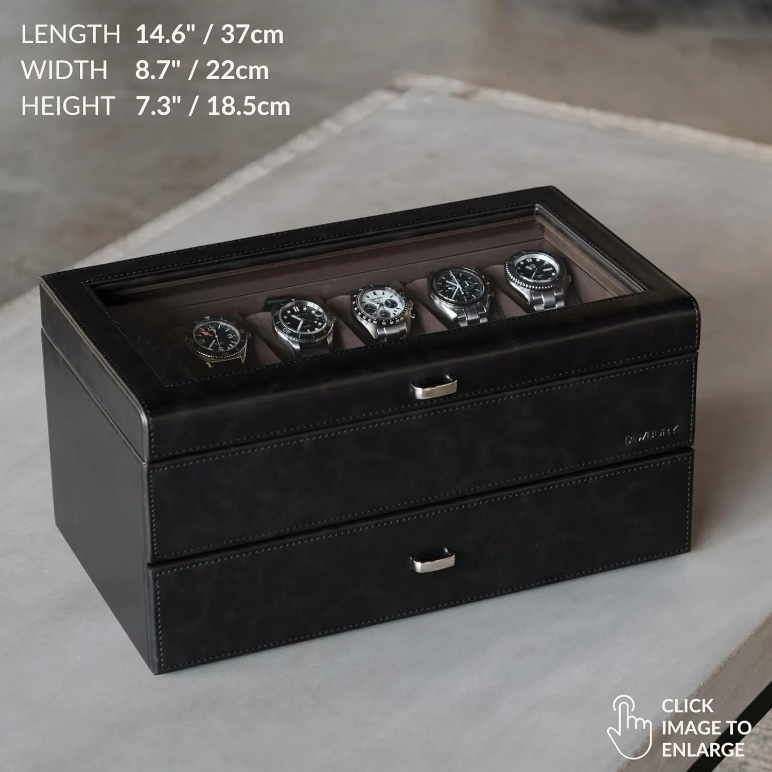 TAWBURY 24 Watch Box Organizer for Men  Luxury Watch Box for Large Watches | Watch Case 24 Slot
