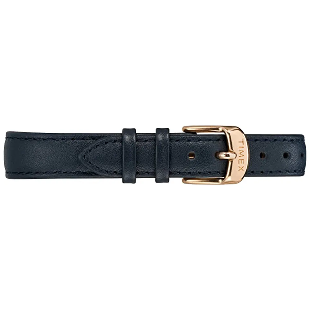 Timex Womens Rose Gold-Tone Analog Steel Blue Leather Strap Watch - TW2R66700