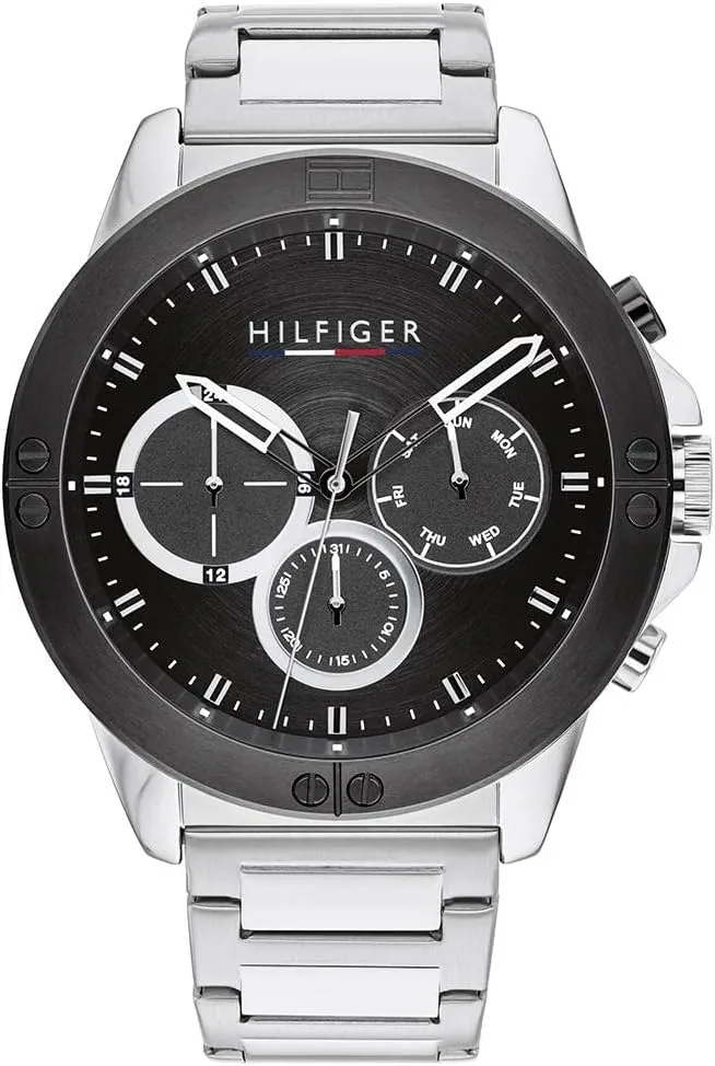 Tommy Hilfiger Men's Quartz Multifunction Stainless Steel and Link Bracelet Watch, Color: Silver (Model: 1791890)