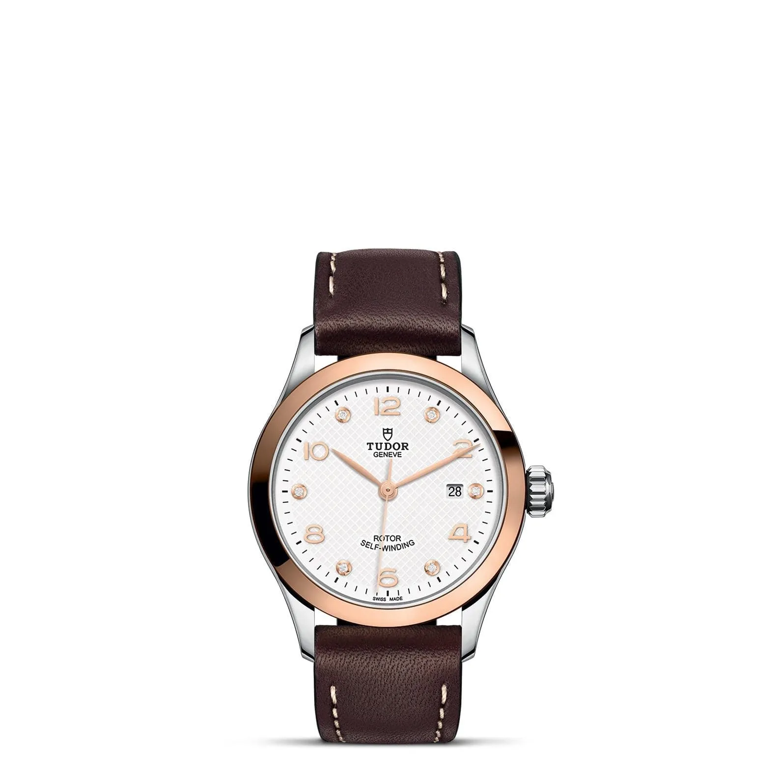 TUDOR 1926 28mm Steel Gold White Diamond Dial Watch - M91351-0012