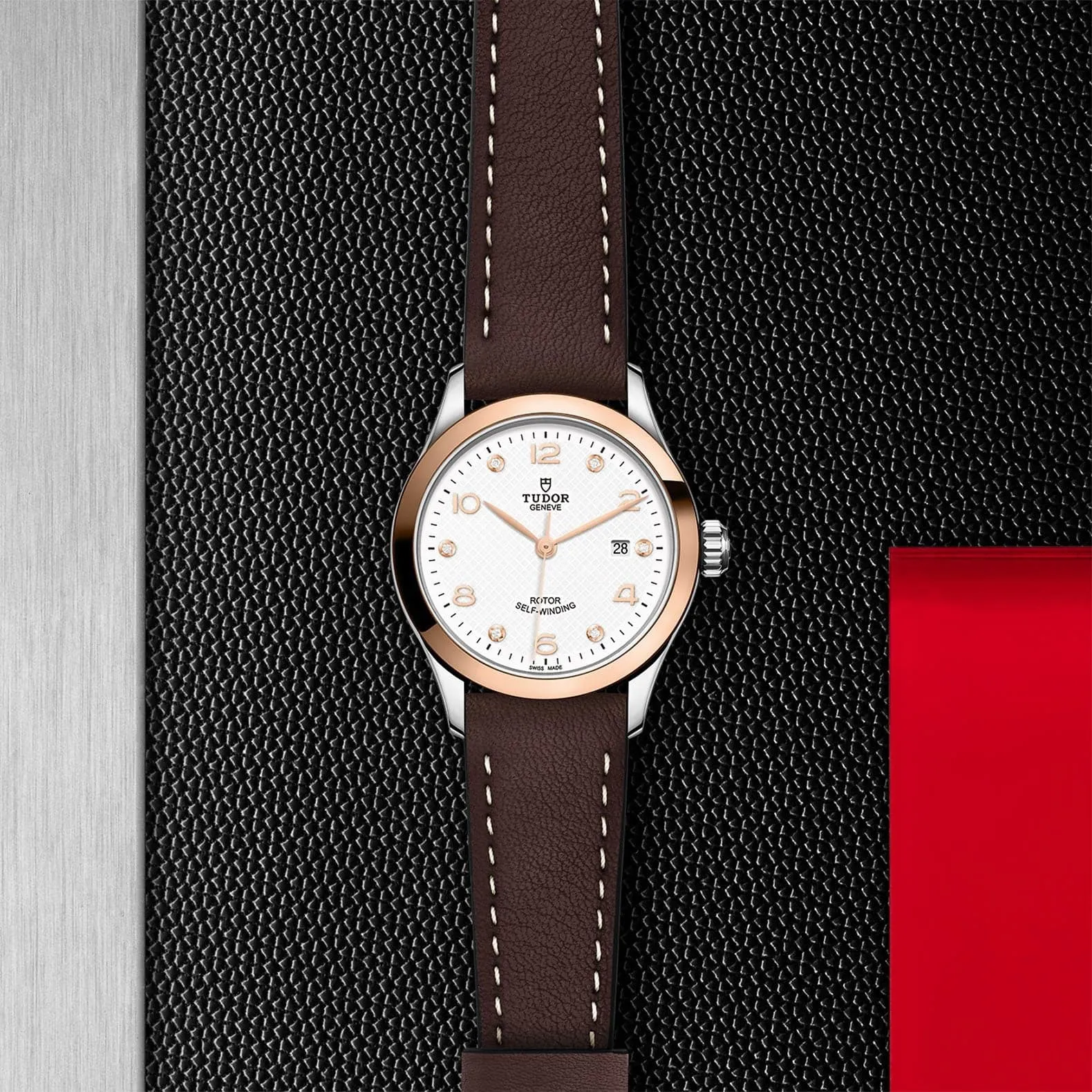 TUDOR 1926 28mm Steel Gold White Diamond Dial Watch - M91351-0012