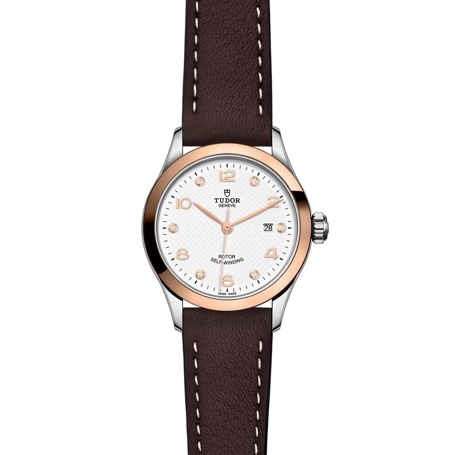 TUDOR 1926 28mm Steel Gold White Diamond Dial Watch - M91351-0012