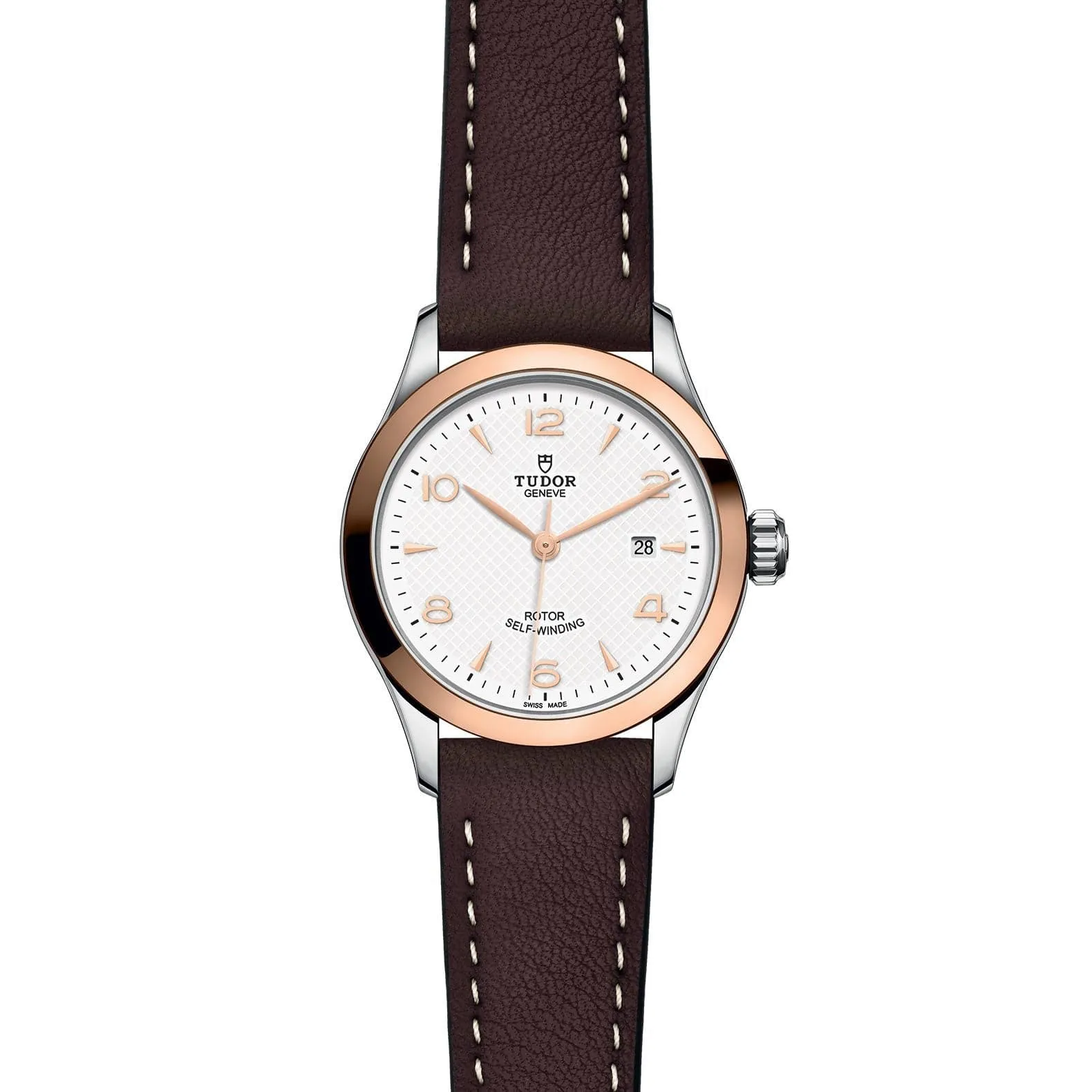 TUDOR 1926 28mm Steel/Gold White Dial Leather Watch - M91351-0010