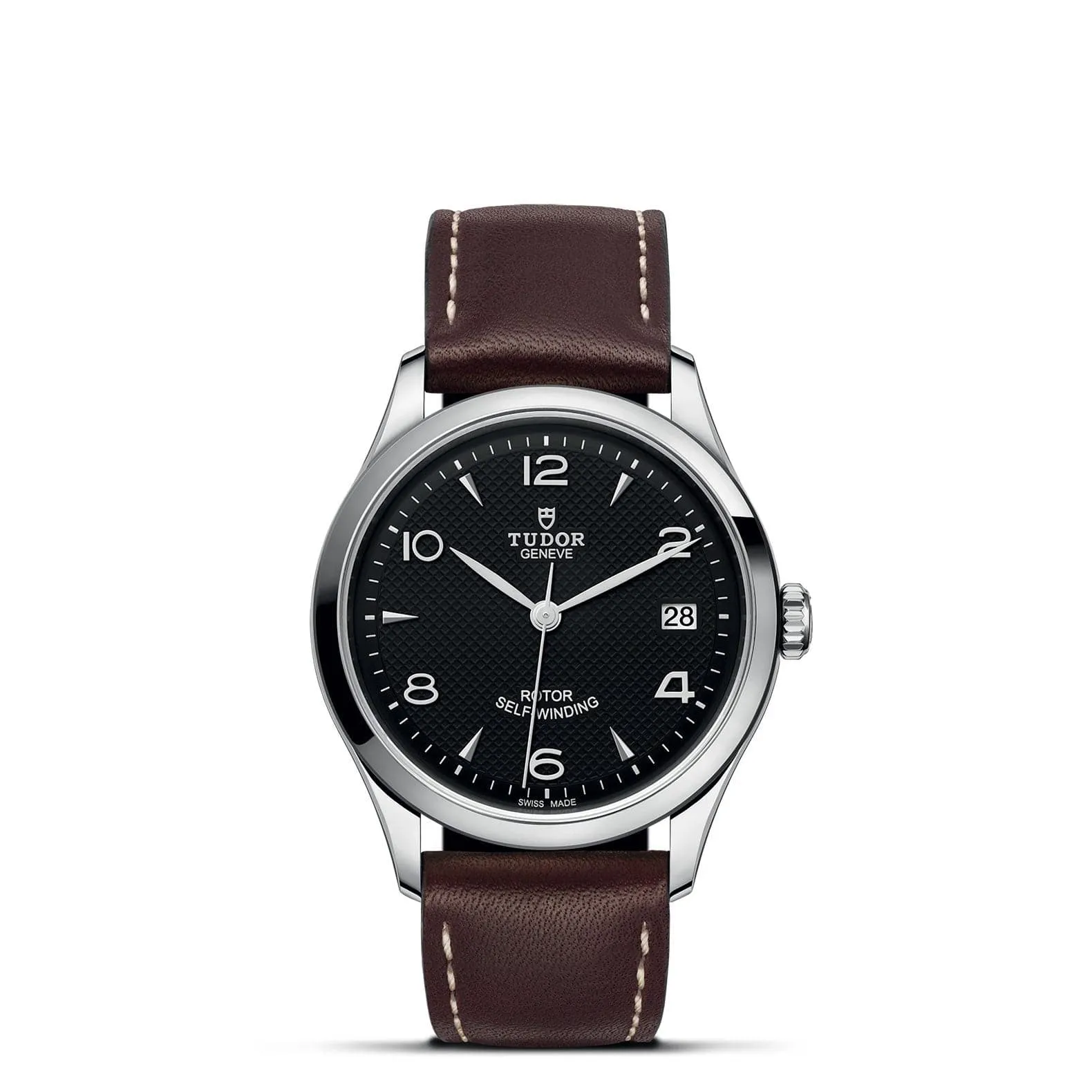 TUDOR 1926 36mm Steel Black Dial Leather Strap Watch - M91450-0008