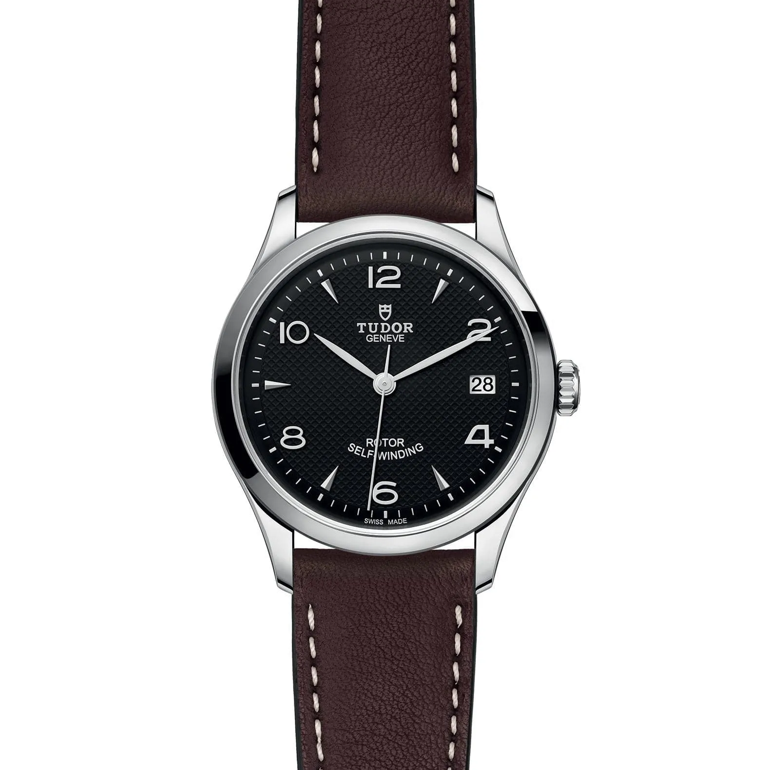 TUDOR 1926 36mm Steel Black Dial Leather Strap Watch - M91450-0008