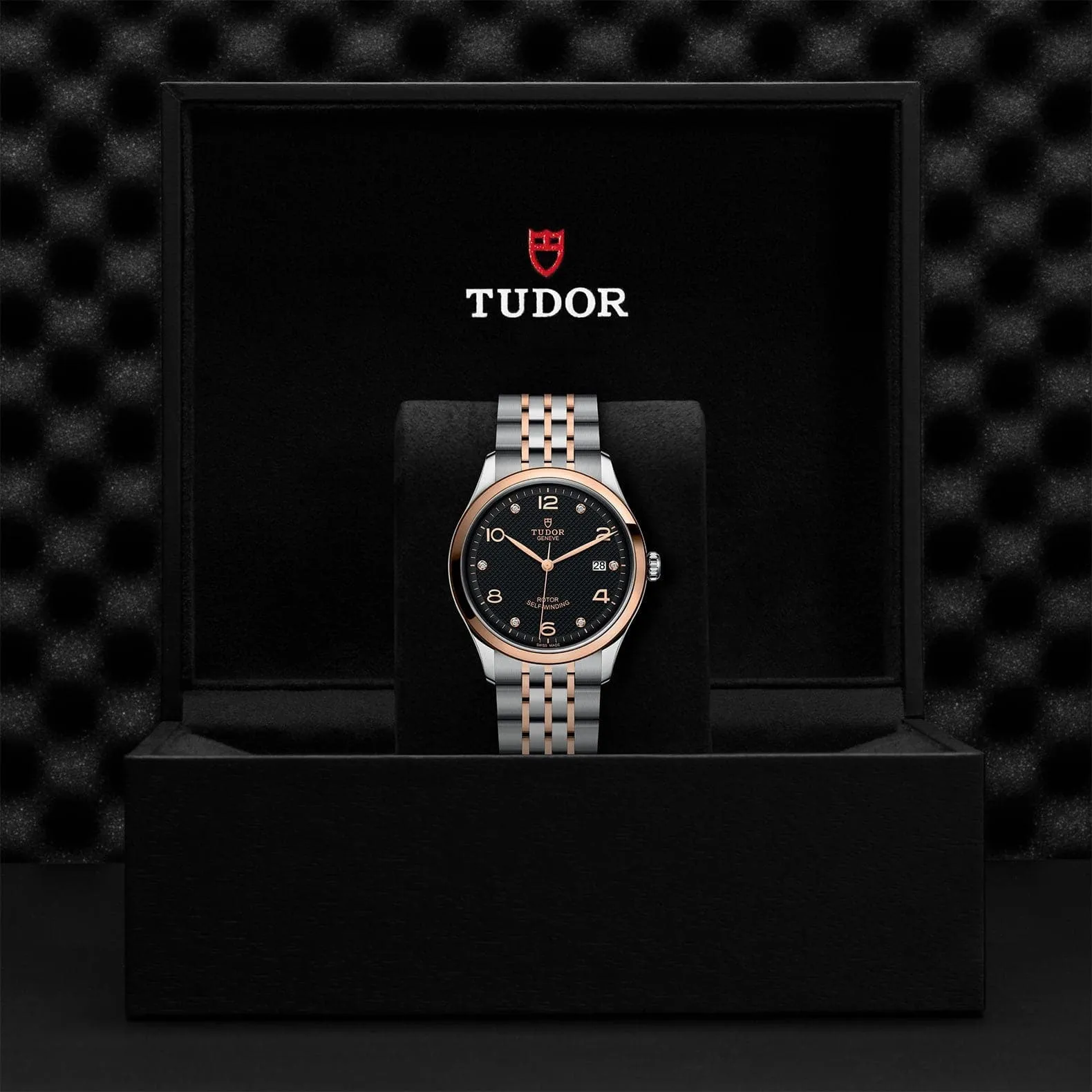 TUDOR 1926 39mm Steel Rose Gold Black Dial Watch - M91551-0004