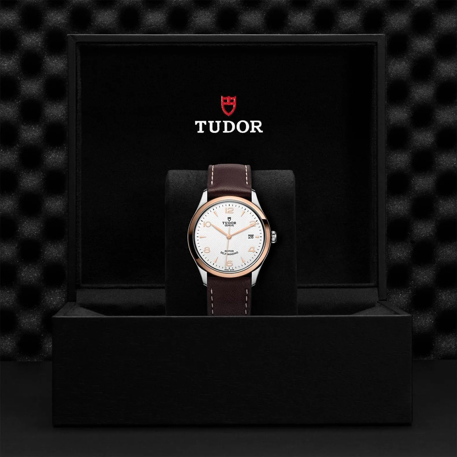 TUDOR 1926 39mm Steel/Gold White Dial Leather Watch - M91551-0010