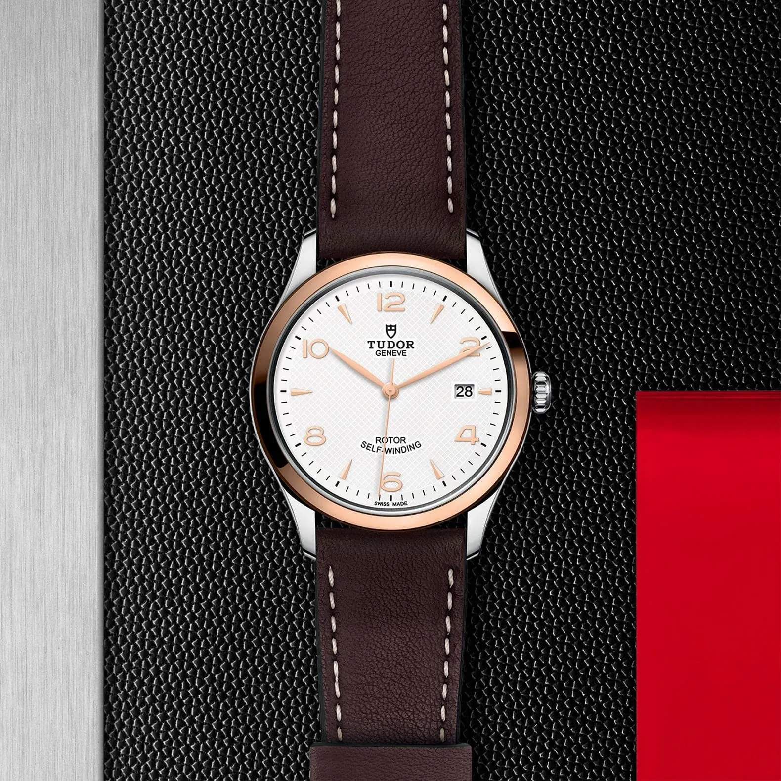TUDOR 1926 39mm Steel/Gold White Dial Leather Watch - M91551-0010