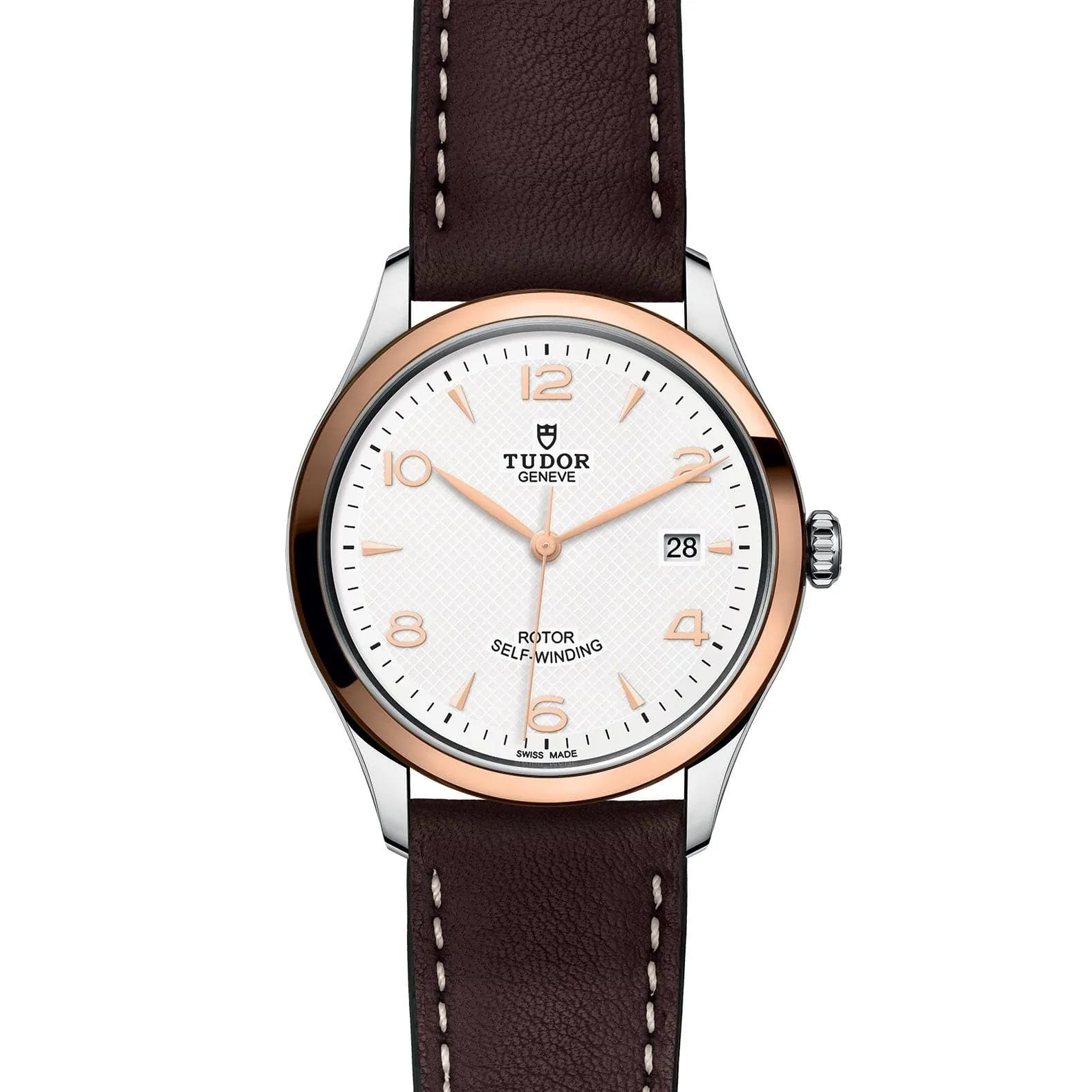 TUDOR 1926 39mm Steel/Gold White Dial Leather Watch - M91551-0010