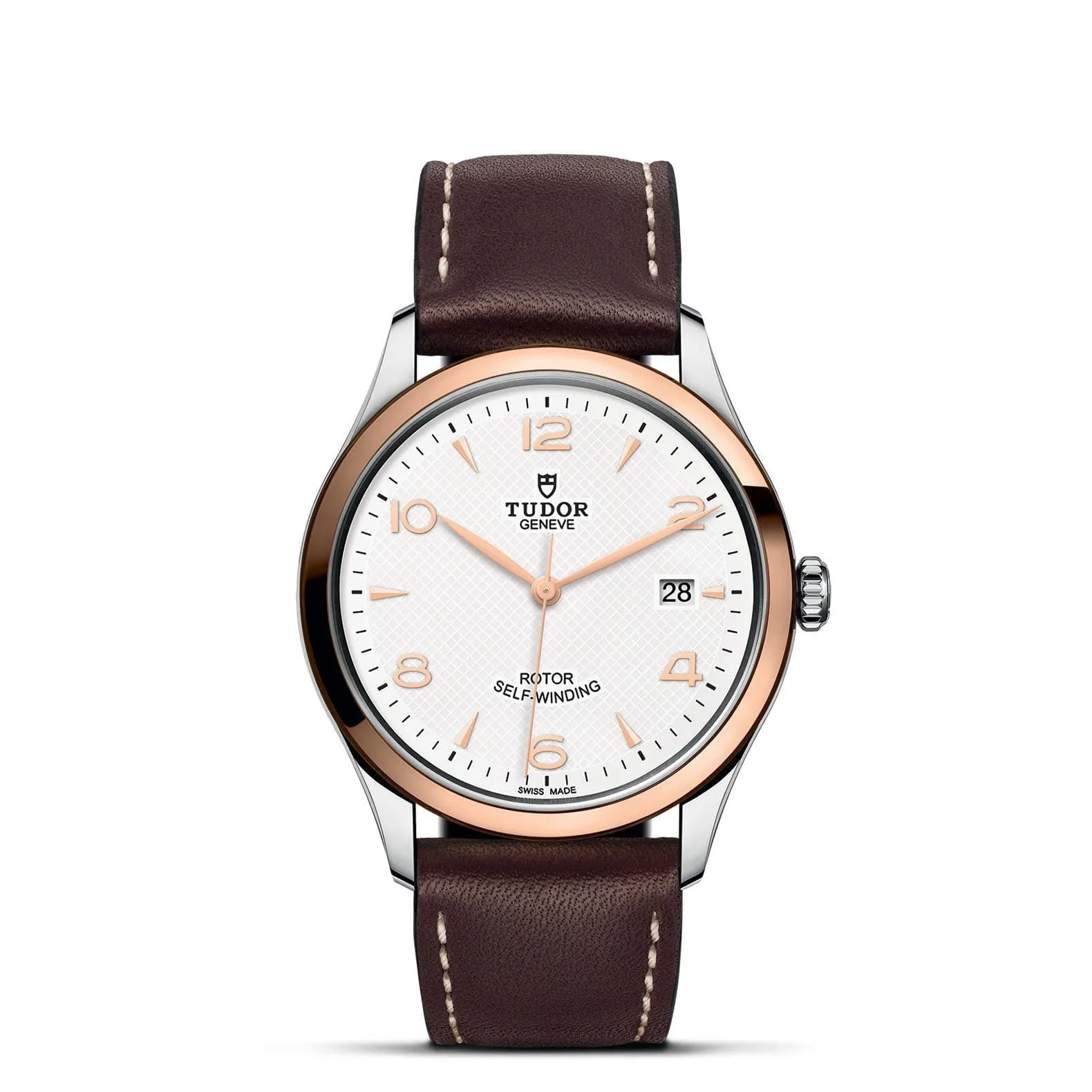 TUDOR 1926 39mm Steel/Gold White Dial Leather Watch - M91551-0010