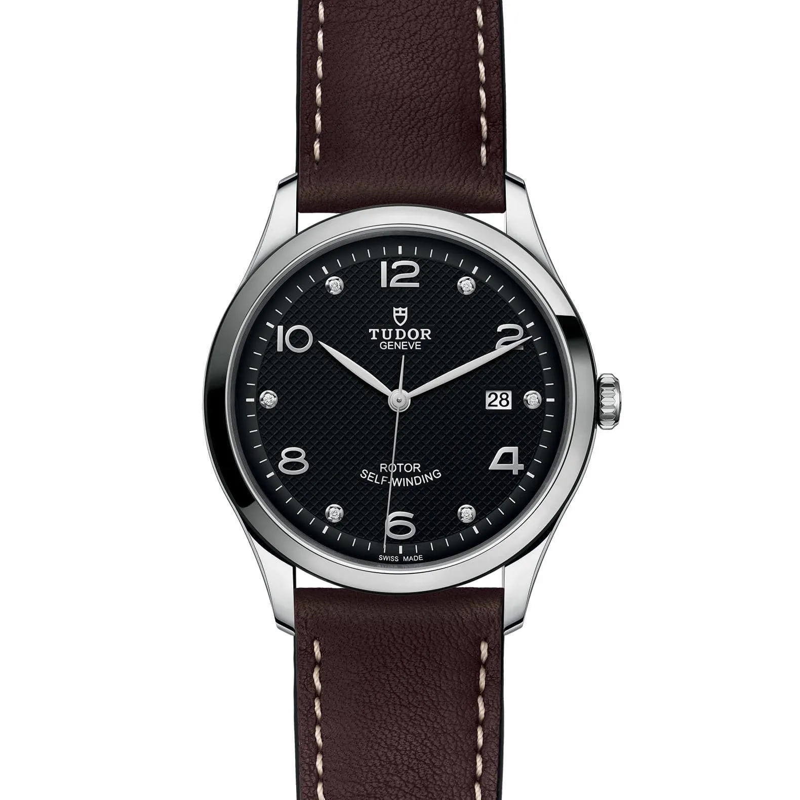 TUDOR 1926 41mm Black Diamond Dial Leather Watch - M91650-0009