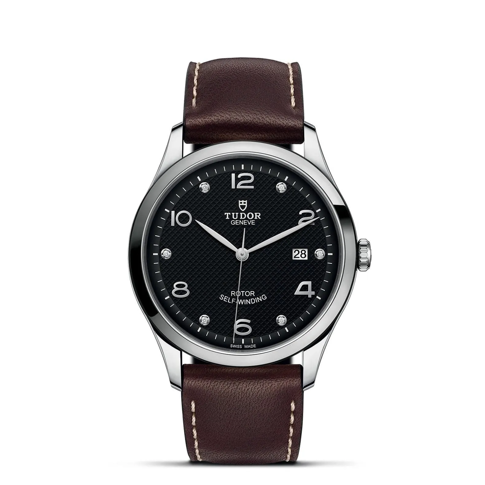 TUDOR 1926 41mm Black Diamond Dial Leather Watch - M91650-0009