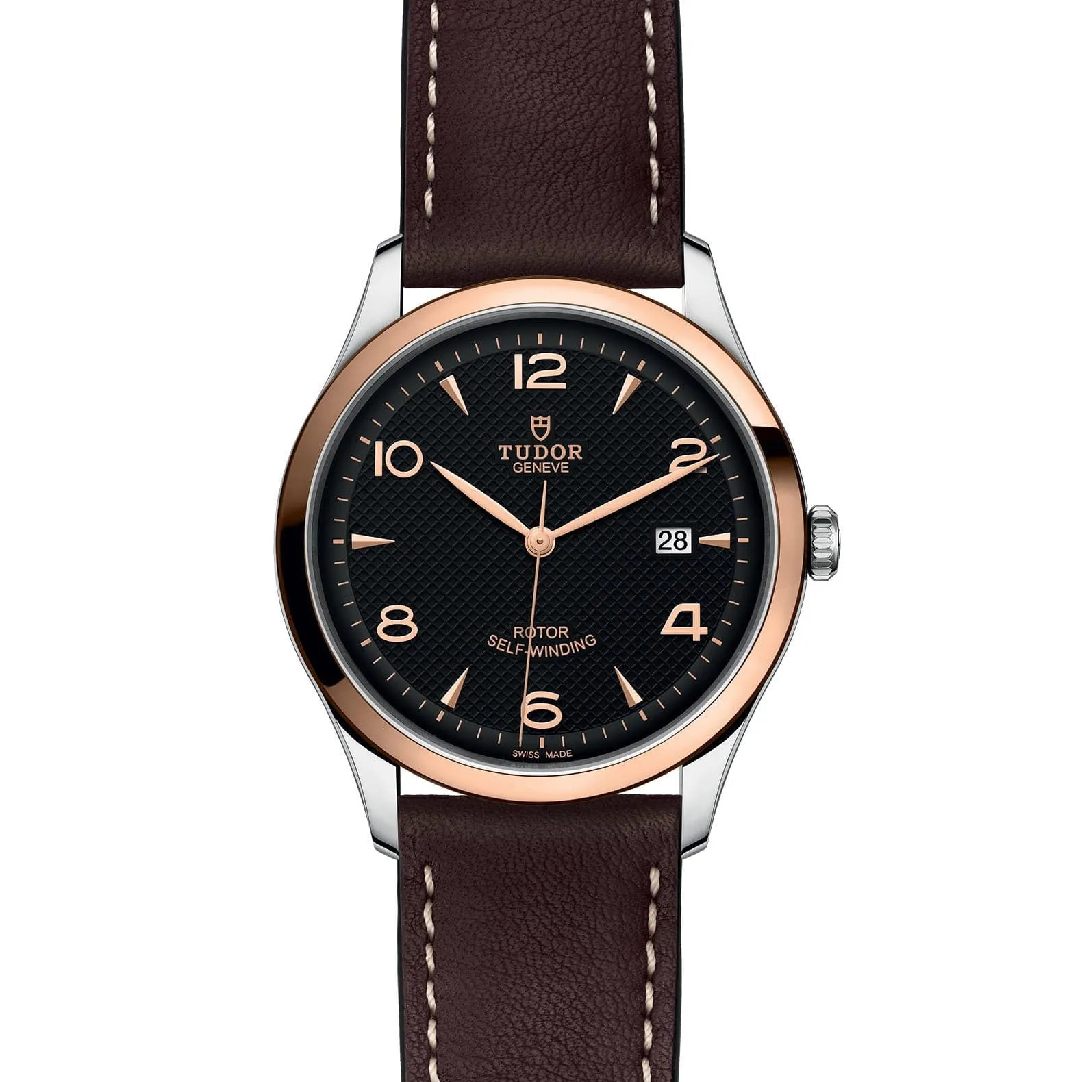 TUDOR 1926 41mm Steel/Gold Black Dial Leather Watch - M91651-0007