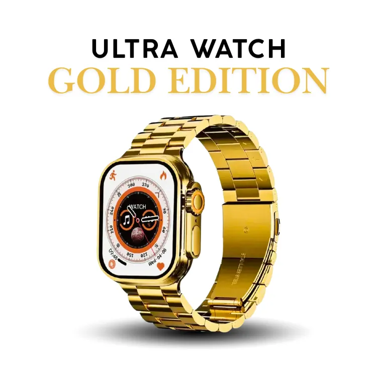 Ultimate Premium 24K Ultra Watch Gold Edition | Ultra HD Display | Bluetooth Calling | Wireless Charging | Unlimited Watch Faces | Multiple Sports Mode