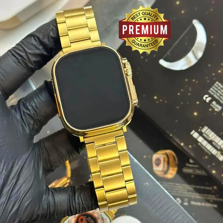Ultimate Premium 24K Ultra Watch Gold Edition | Ultra HD Display | Bluetooth Calling | Wireless Charging | Unlimited Watch Faces | Multiple Sports Mode