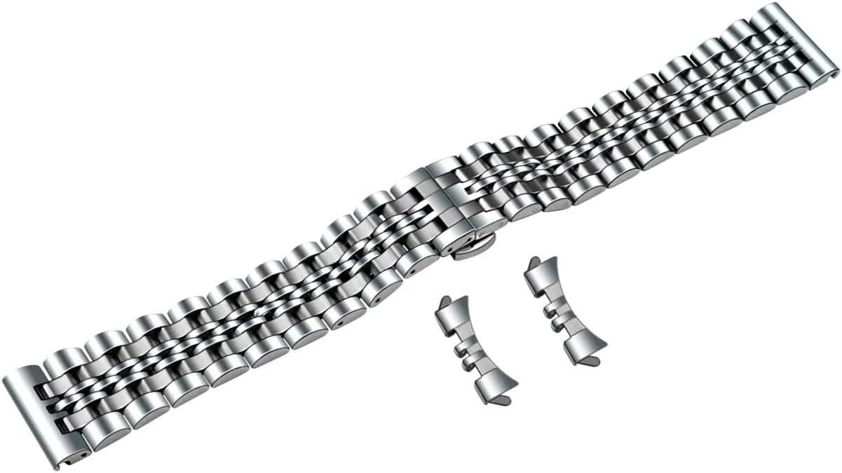 Universal Metal Watch Band Strap Fit Most Tranditional Watch, 16mm 18mm 19mm 20mm 21mm 22mm Stainless Steel Watch Bands with Curved Lug Ends Parts, Watch Replacement Bracelet for Men and Women