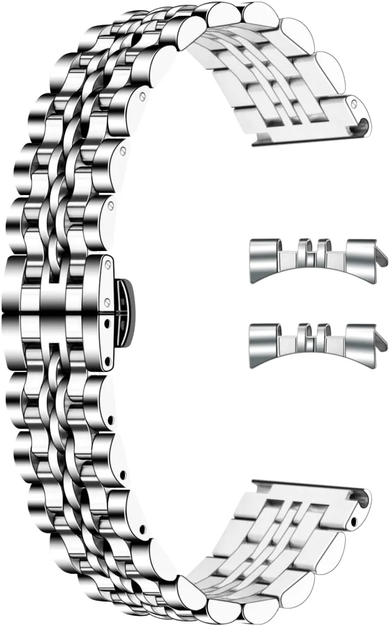 Universal Metal Watch Band Strap Fit Most Tranditional Watch, 16mm 18mm 19mm 20mm 21mm 22mm Stainless Steel Watch Bands with Curved Lug Ends Parts, Watch Replacement Bracelet for Men and Women
