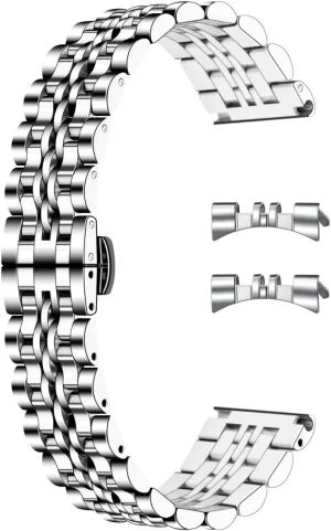 Universal Metal Watch Band Strap Fit Most Tranditional Watch, 16mm 18mm 19mm 20mm 21mm 22mm Stainless Steel Watch Bands with Curved Lug Ends Parts, Watch Replacement Bracelet for Men and Women