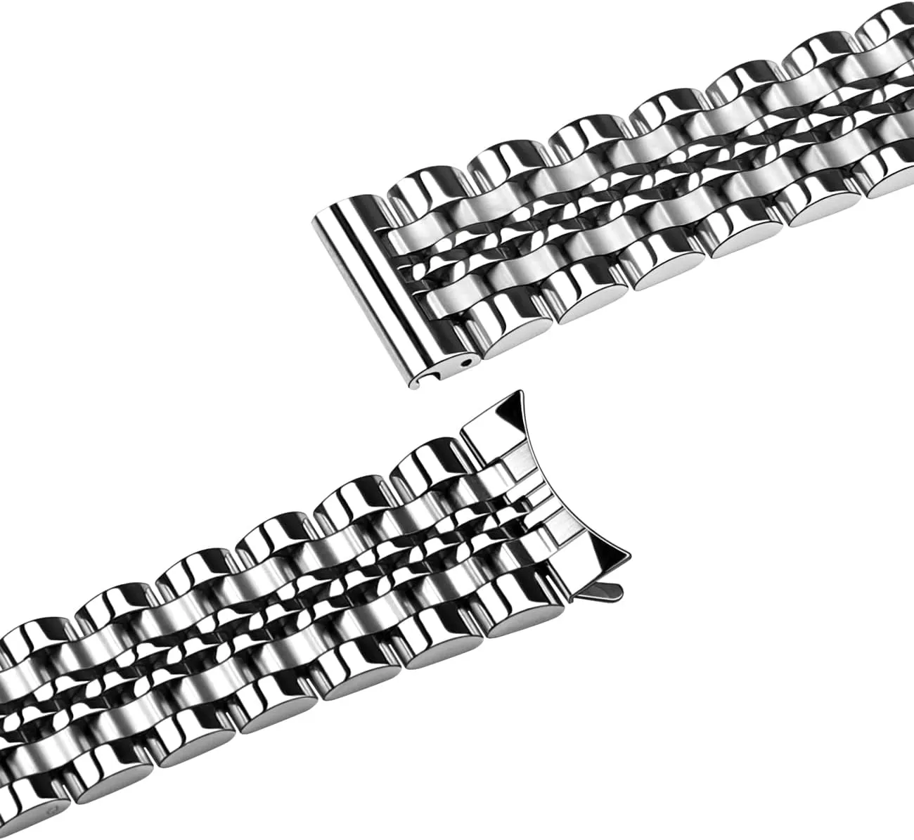 Universal Metal Watch Band Strap Fit Most Tranditional Watch, 16mm 18mm 19mm 20mm 21mm 22mm Stainless Steel Watch Bands with Curved Lug Ends Parts, Watch Replacement Bracelet for Men and Women