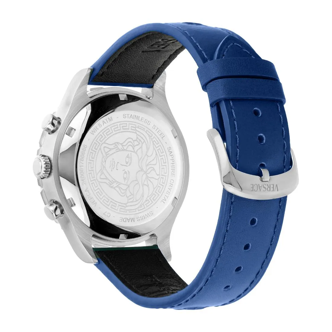 Versace Men 43 x 56.6mm Size Blue Round Dial Analog Watch- VEPCA0124