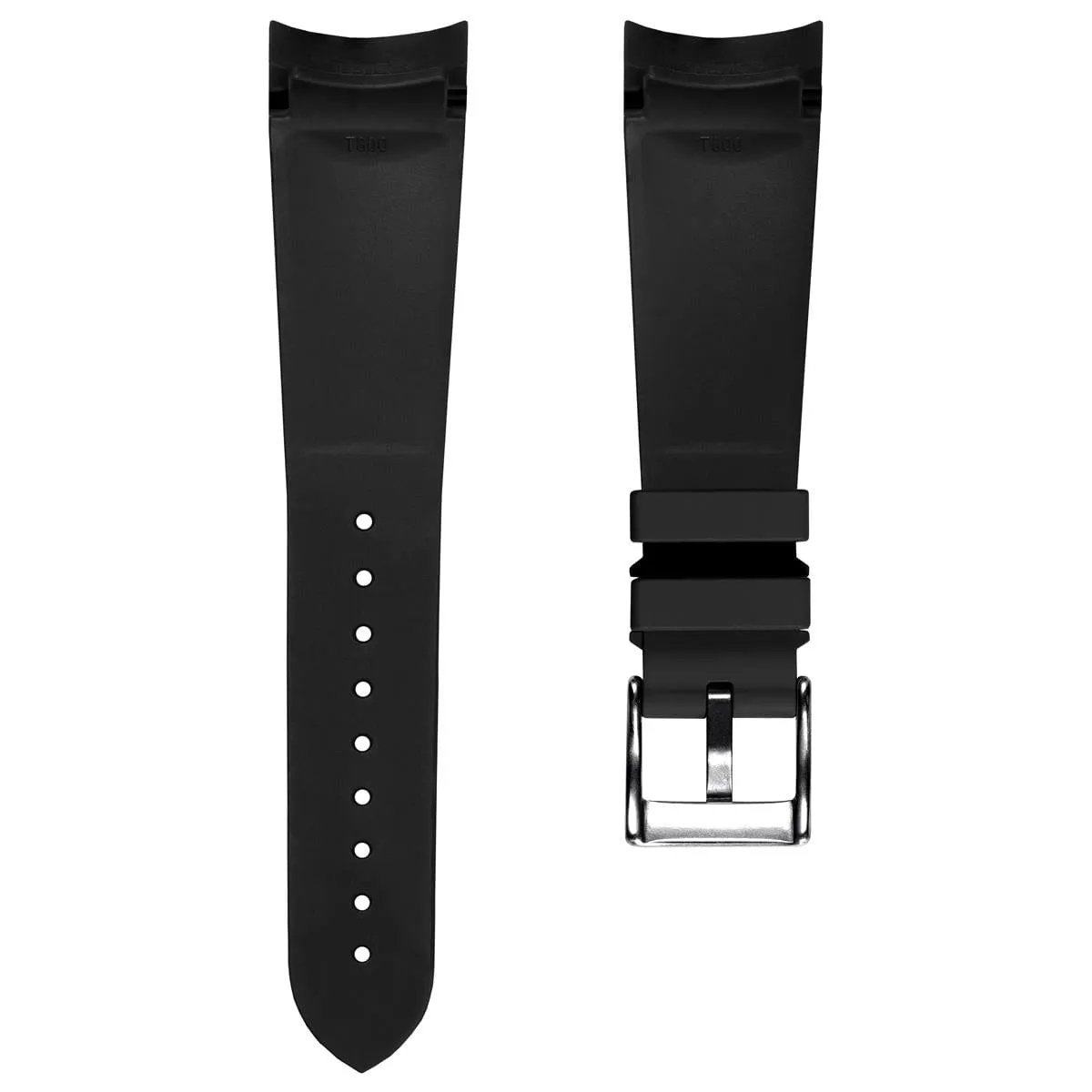 WatchGecko 41mm Tudor Black Bay Style Rubber Watch Strap - Black