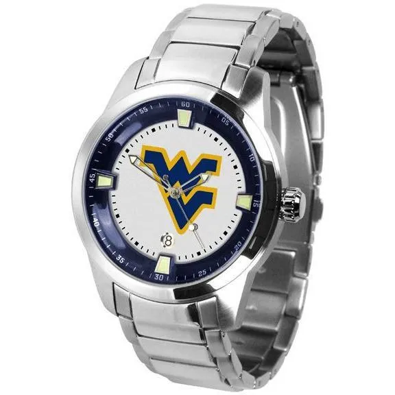 West Virginia Mountaineers Men's Titan Stainless Steel Band Watch