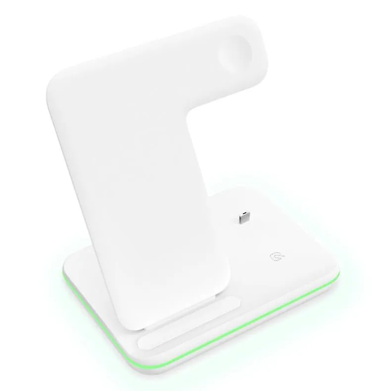 white Wireless charger 3 in 1 charger compatible with phones watches earphones AZ18641