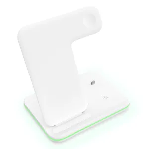 white Wireless charger 3 in 1 charger compatible with phones watches earphones AZ18641