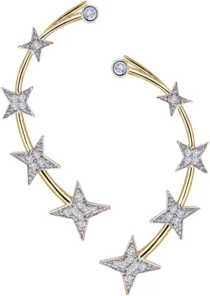 Women Gold Plated American Diamond Ear Cuff Earring Jewellery (Medium)(Gold)