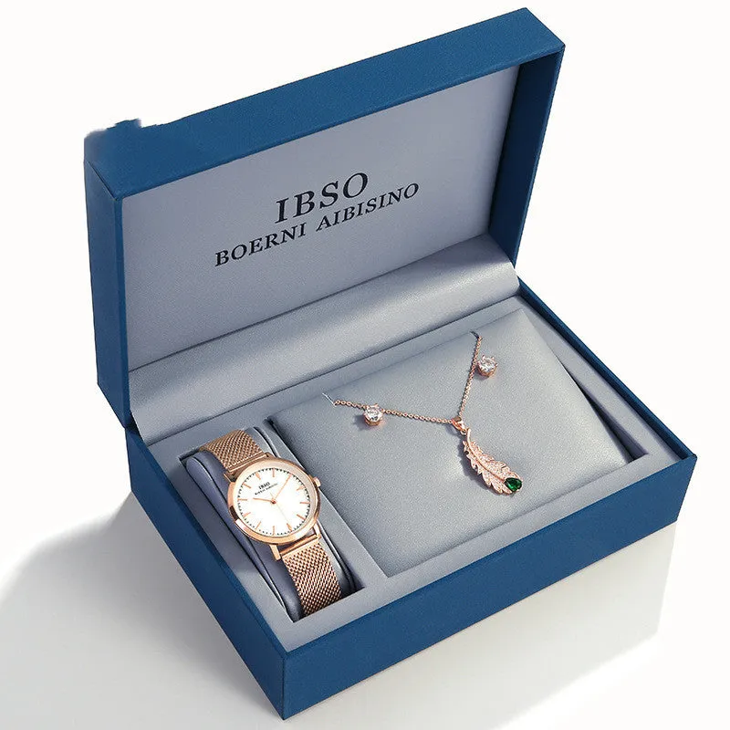 Women's Quartz Watch & Jewelry Gift Set