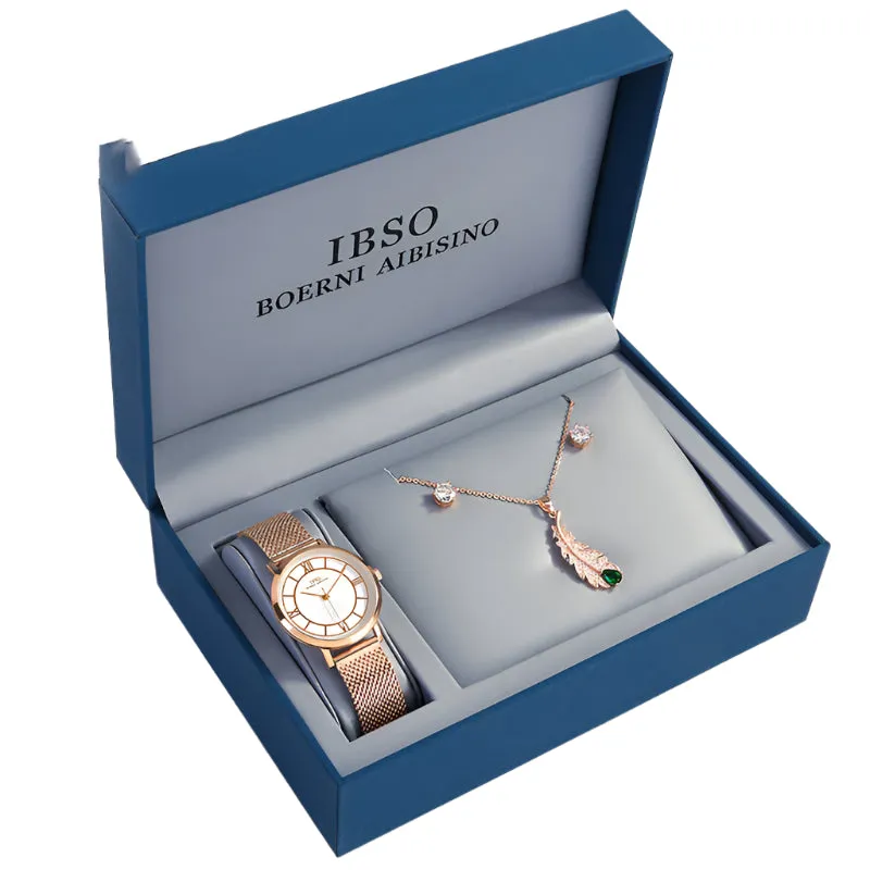 Women's Quartz Watch & Jewelry Gift Set