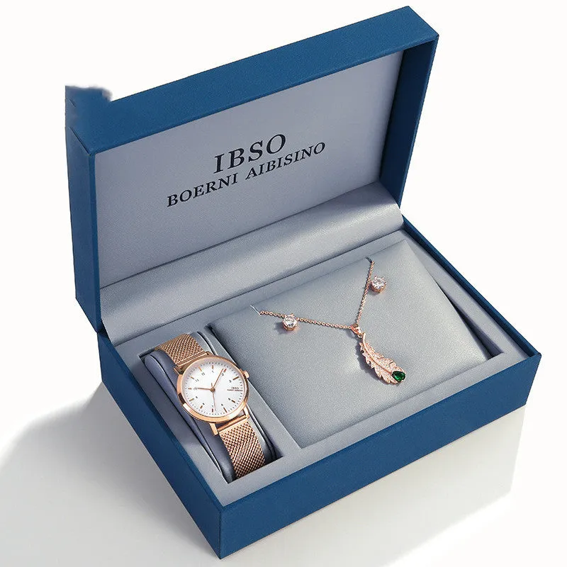 Women's Quartz Watch & Jewelry Gift Set