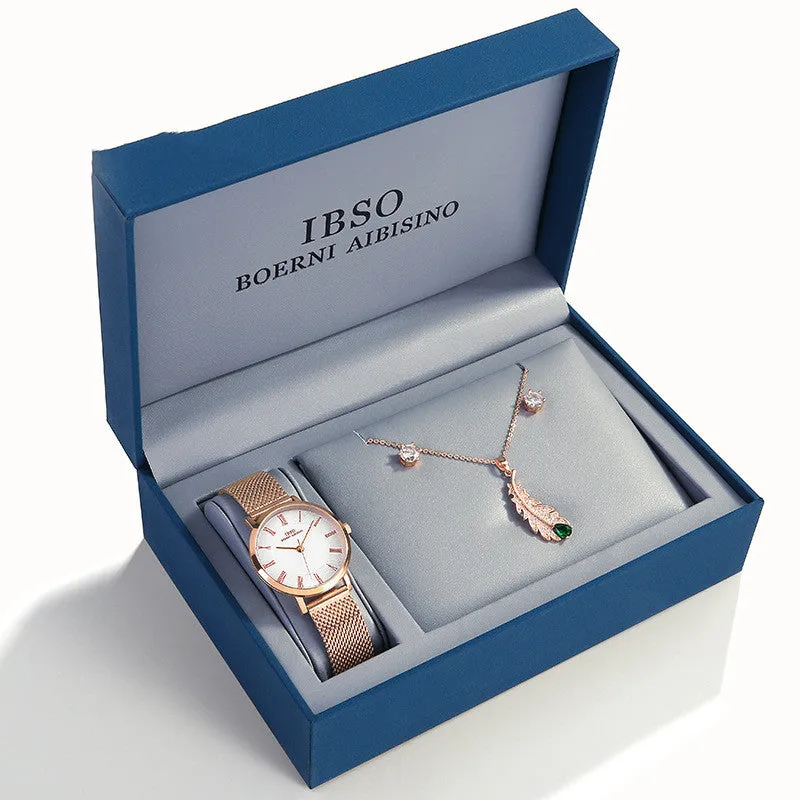 Women's Quartz Watch & Jewelry Gift Set
