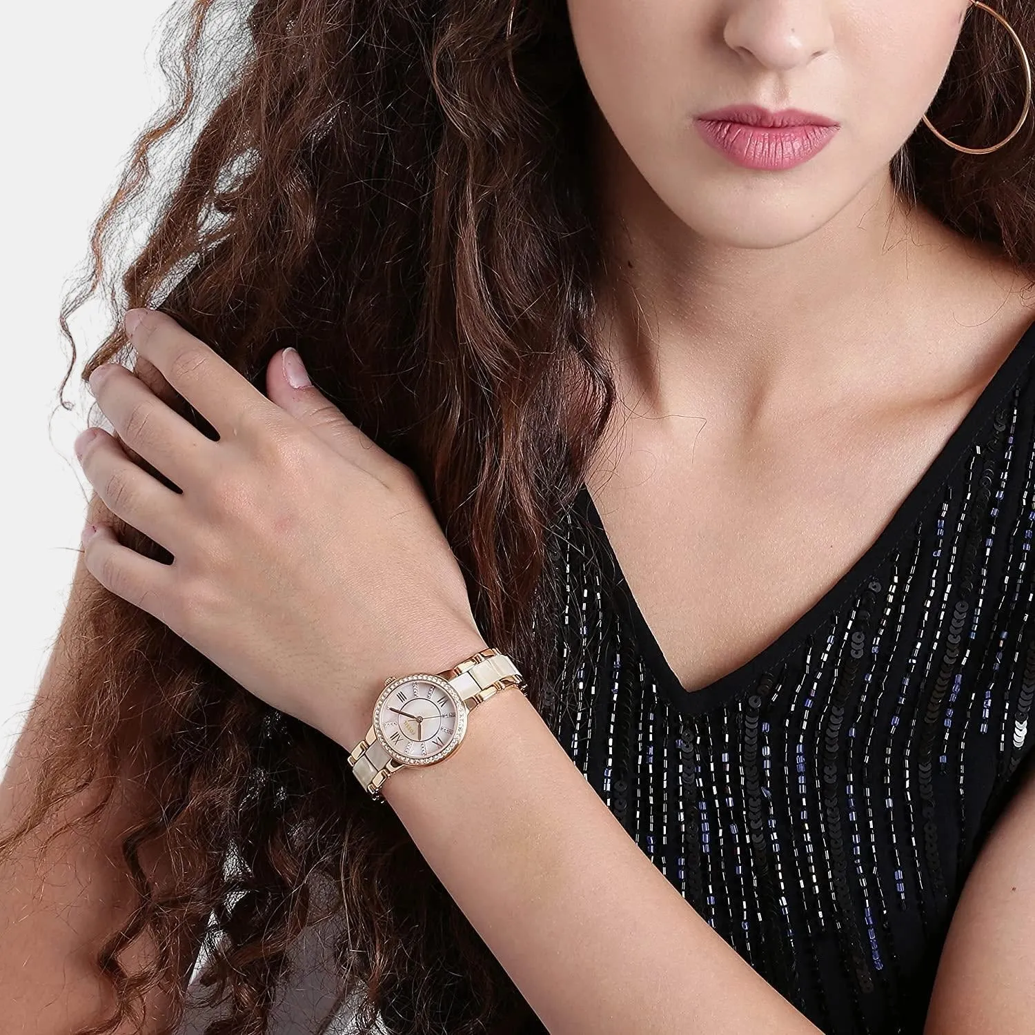 Women's Rose Gold Analog Stainless Steel Watch ES3716