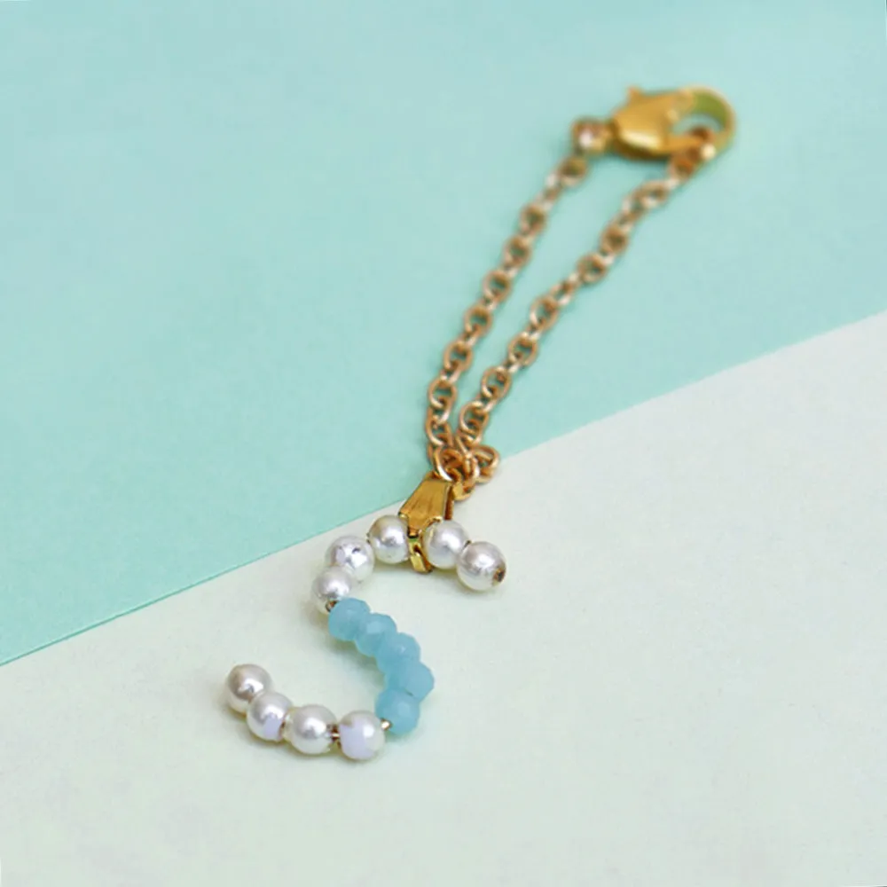 Zodiac Bar And Pearl Initial Set Of 2 Watch Charms