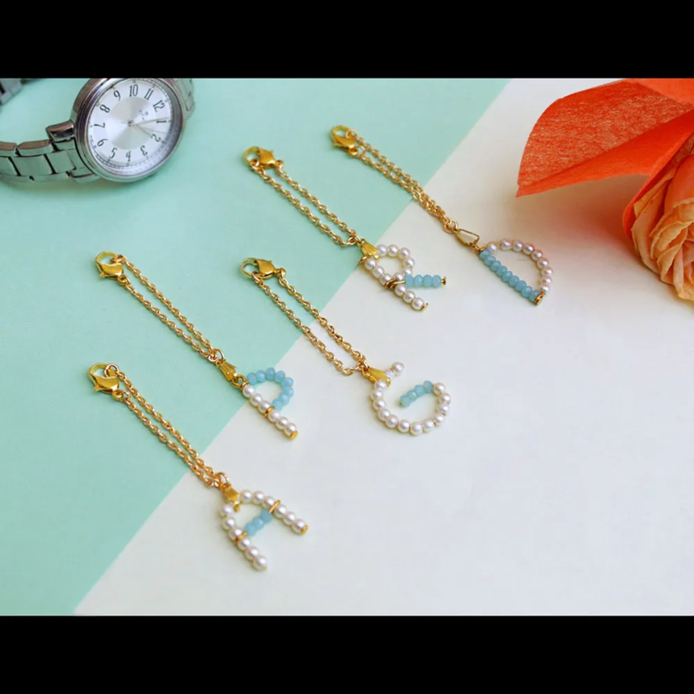 Zodiac Bar And Pearl Initial Set Of 2 Watch Charms