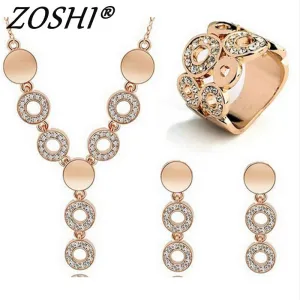 ZOSHI Hot Sale Fashion Women Jewelry Wholesale Classy Sparking Crystal Necklace Wedding Jewelry Set Woman Dress Accessories